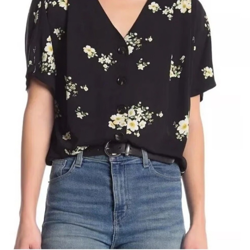 Elodie Women’s Floral Oversized Crop Blouse Size XS